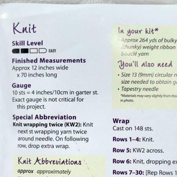 Annies Hook & Needle Kit Club "Its A Wrap" Crochet & Knit Pattern w/Yarn - New - Picture 4 of 9